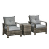 3 Pieces Wicker Patio Furniture Set, Rattan Bistro Set with Storage Coffee Table and Thickened Cushions, Outdoor Conversation Set for Garden, Porch, Balcony
