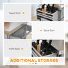 Stainless Steel Kitchen Island with Storage and Stainless Steel Top, Kitchen Trolley with Drawers, Cabinets, Towel Rack