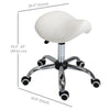 Cosmetic Stool 360° Rotate Height Adjustable Salon Massage Spa Chair Hydraulic Rolling Faux Leather Saddle Stool Mobility, Cream White