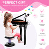 Qaba Mini Electronic Musical Piano 37 Key Keyboard Multifunction Kids Toy with Microphone Stool (Black)