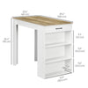 Bar Table with Drawer and 3 Storage Shelves, Bar Height Table, High Top Pub Table for Home Bar, Kitchen, Grey