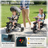 6-in-1 Toddler Tricycle for 12-50 Months, Foldable Kids Trike with Adjustable Seat and Push Handle, Safety Harness, Removable Canopy, Footrest, Grey