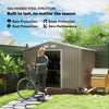 11' x 9' Metal Storage Shed Garden Tool House with Double Sliding Doors, 4 Air Vents for Backyard, Patio, Lawn Dark, Distressed Light Brown