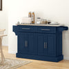 Stainless Steel Kitchen Island with Storage and Stainless Steel Top, Kitchen Trolley with Drawers, Cabinets, Towel Rack, Blue