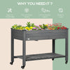Mobile Raised Garden Bed Elevated Wood Planter Box with Lockable Wheels, Storage Shelf for Herbs Vegetables, Dark Grey