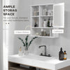 Wall-Mounted Medicine Cabinet, Bathroom Mirror Cabinet with Doors and Storage Shelves, White
