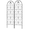 Set of 2 Metal Garden Trellis, Decorative Trellis Panels, Bird Design, 150 x 50 cm, Black