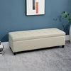 Rectangular Entry Bench, Tufted Upholstered Linen Fabric Wood Feet Storage Ottoman Bench