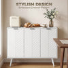 Modern Sideboard and Buffet, Dining Room Cabinet with Adjustable Shelves and 3 Doors, White