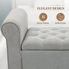 50 Inches Storage Ottoman, Upholstered Bedroom Bench with Rolled Arms and Button Tufted Storage, Light Grey