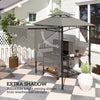 8' x 7.6' Grill Gazebo, Double Tiered Barbecue Grill Gazebo Shelter w/ Side Awning, 2 Side Shelves, 6 Hooks