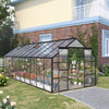 16' x 8' Aluminum Polycarbonate Greenhouse Walk-in Garden Greenhouse Kit with Adjustable Roof Vent, Rain Gutter and Sliding Door for Winter