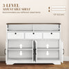 Sideboard, Buffet Cabinet with 4 Barn Doors and 3 Drawers, Coffee Bar Cabinet with Adjustable Shelves, White