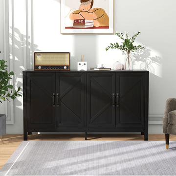 Sideboard Buffet, Storage Cabinet with Barn Door and Adjustable Shelf, TV Stand for TVs up to 65 Inches