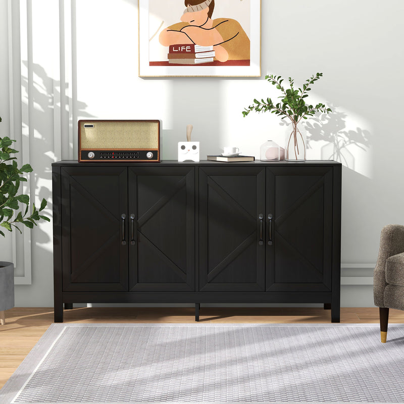 Sideboard Buffet, Storage Cabinet with Barn Door and Adjustable Shelf, TV Stand for TVs up to 65 Inches