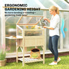 Raised Garden Bed Planter with Cold Frame, Wooden Elevated Planter Box with Folding Side Table and Shelf, Natural Wood