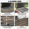 6 Pieces Wicker Patio Furniture Set with Cushions, 7-Seater Rattan Patio Sofa Set with Storage Table