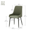 Upholstered Kitchen Chairs, Modern Dining Chairs Set of 2 with Diamond Tufting and Steel Legs for Dining Room, Green