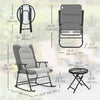 3-Piece Outdoor Foldable Rocking Chair Set, Light Grey