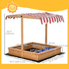 Kids Wooden Sandbox, Children Play Sand Station Outdoor with Adjustable Height Cover Lid, Bottom Liner, Seat, Plastic Basins, for 3-7 Years Old Boys and Girls