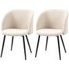 Dining Chairs Set of 2, Sherpa Fleece Upholstered Kitchen Chairs with Backrest and Steel Legs, Cream White