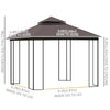 10'x10' Soft-top Patio Gazebo with Double Tier Roof, Mesh Curtains, Display Shelves, Top Hooks