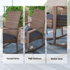 Outdoor PE Rattan Rocking Chair, Garden Glider Rocking Chair, Wicker Patio Chair Set with Armrest and Cushion, Dark Blue