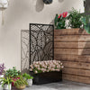 Metal Outdoor Raised Garden Bed with Privacy Screen, Privacy Panel and Planter Box, Wall-Mounted or Freestanding, Black