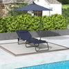 Folding Lounge Chair, Adjustable Chaise Lounge with Headrest, Reclining Lounger Cot for Camping, Hiking, Dark Blue