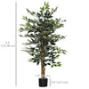 4.3FT Artificial Ficus Tree, Fake Tree with Leaves, Faux Plant in Nursery Pot for Indoor Decoration