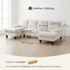 Sectional Sofa, U Shaped Couch with Double Chaise, Pillow-top Armrests and Spring Cushions, 2200lb Capacity