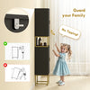 Tall Bathroom Storage Cabinet, Modern Narrow Bathroom Cabinet with Diamond Chevron Pattern and Adjustable Shelf, Black
