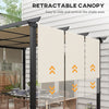 10' x 10' Metal Pergola, Outdoor Pergola with Retractable Canopy, for Garden, Patio, Backyard, Deck, Beige