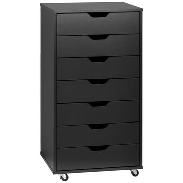 7-drawer Vertical File Cabinet for Home Office, Storage Cabinet with Wheels, 18.7