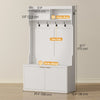 4-In-1 Hall Tree with Shoe Bench, Modern Coat Rack with Open Shelf for Hallway, Entryway, Bedroom, Living Room, White