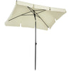6.5x4ft Rectangle Patio Umbrella Aluminum Tilt Adjustable Garden Parasol  Sun Shade Outdoor Canopy Cream White