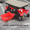 Rolling Garage Stool with Wheels, 300 LBS Capacity Padded Mechanic Stool with Tool Trays Storage, Grey