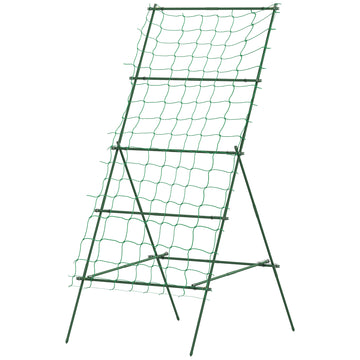 Cucumber Trellis for Climbing Plants, Adjustable A-Frame Garden Trellis with Climbing Net, 20 Metal Clips, 4 Net Straps