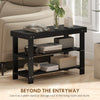 Bamboo Shoe Storage Bench, 3-Tier Entryway Bench with 2 Storage Shelves for Hallway, Holds 6 Pairs, Black