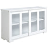 Modern Kitchen Sideboard, Stackable Storage Cabinet, Sliding Glass Door Console, Cupboard Serving Buffet for Kitchen & Dining Room, White