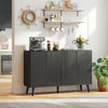 Buffet Cabinet with Storage Modern Fluted Sideboard with Adjustable Shelves Wood Legs for Dining Room Living Room Oak
