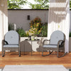 2 Pieces Wicker Rocking Patio Chairs, Indoor Outdoor Rocking Chair Set with Cushions and Armrests for Porch, Grey
