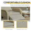3 Pieces Patio Wicker Bistro Set, PE Rattan Coffee Table & Adjustable Recline Chairs Furniture Set with Cushions and Wood Grain Plastic Top, Khaki