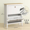 Narrow Shoe Cabinet with 2 Flip Drawers, Adjustable Shelves for Entryway, Holds 10-14 Pairs, White