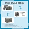 9 Pieces Wicker Patio Dining Set Outdoor Furniture Set with Removable Cushions, Glass Top Dining Table, Ottomans, PE Rattan Conversation Set for Garden Poolside, Grey