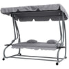 Outdoor 3-Seater Patio Swing Chair, Outdoor Swing Seat, with Adjustable Canopy and Two Pillows for Garden, Light Grey
