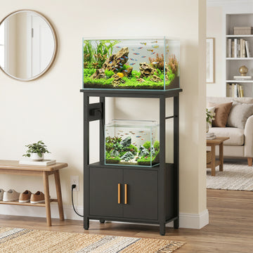 5-10 Gallon Fish Tank Stand Aquarium Stand with Power Outlets, Cabinet, Shelf, 550 lbs Capacity, 20.5