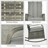 Outdoor Wicker Rocking Chair with Cushion, Patio PE Rattan Recliner Chair with Adjustable Footrest, Armrests, Mixed Grey