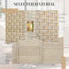 6 Ft Tall Folding Room Divider, 4 Panel Portable Privacy Screen, Hand-Woven Partition Wall Divider, Light Oak