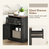 Side Table Set of 2, End Tables with Drawer and Cabinet, Nightstands for Small Spaces, Living Room, White